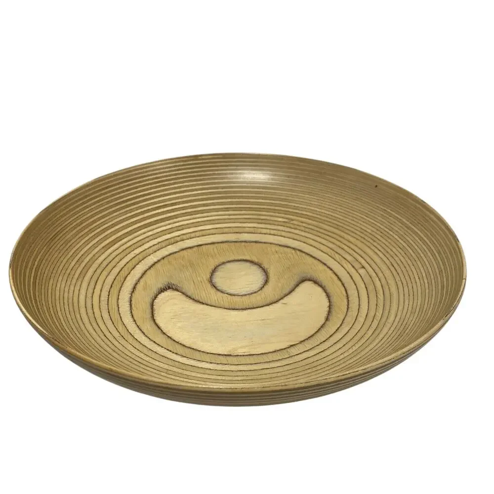 Vintage Paavo Asikainen Finlnd design turned wood console bowl centerpiece decor